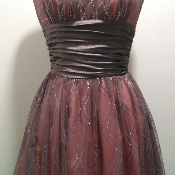 Coral bronze party dress Junior size 1/2 - Picture 2 of 7